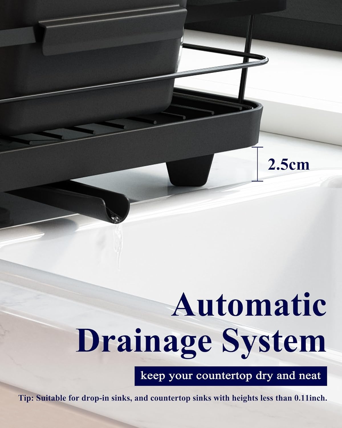 Dish Racks: CARLA HOME Dish Drying Rack for Kitchen Counter with Removable Drip Tray, Utensil Holder and Cutlery Organizer