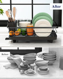 Dish Racks: CARLA HOME Dish Drying Rack for Kitchen Counter with Removable Drip Tray, Utensil Holder and Cutlery Organizer