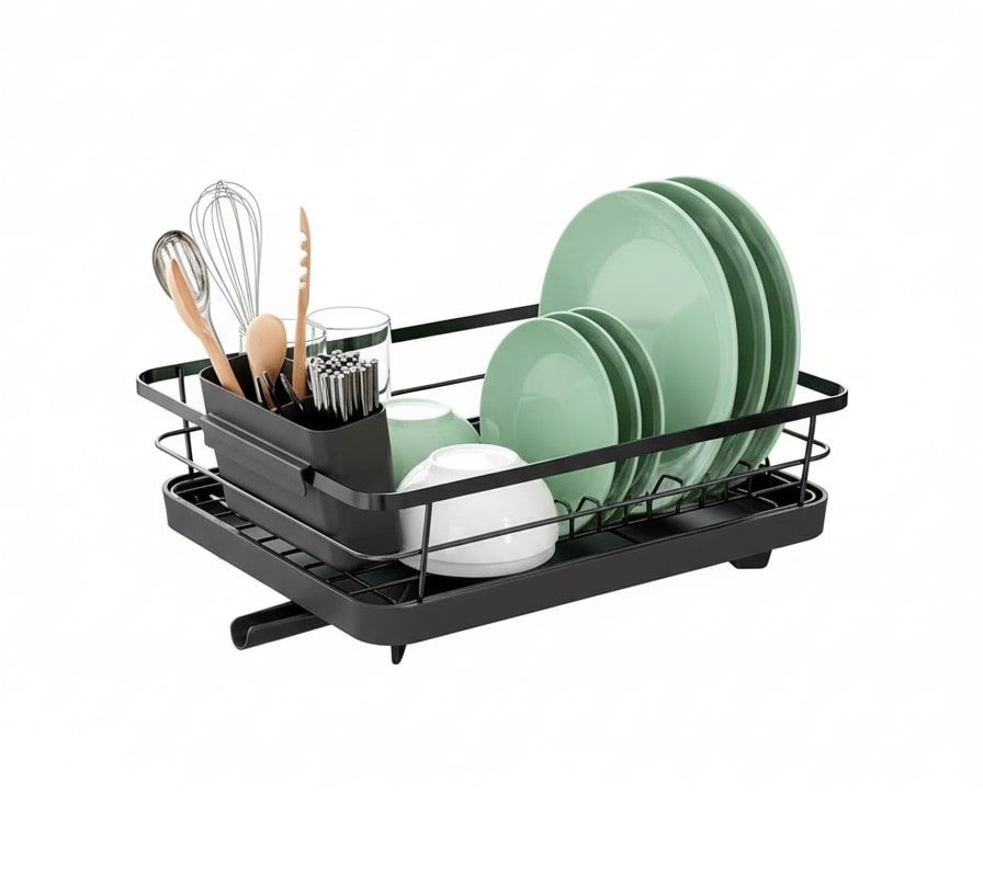 Dish Racks: CARLA HOME Dish Drying Rack for Kitchen Counter with Removable Drip Tray, Utensil Holder and Cutlery Organizer