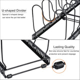 Oven Mitts & Pot Holders: CARLA HOME Expandable Pot and Pan Organizer Rack for Cabinet with 10 Adjustable Dividers, Lid & Cookware Holder for Kitchen Pantry or Countertop Storage