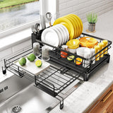 Dish Racks: CARLA HOME Expandable Dish Drying Rack with Drainage Spout, Utensil Holder & Drainboardfor Kitchen Countertop Organizer (1 tier)