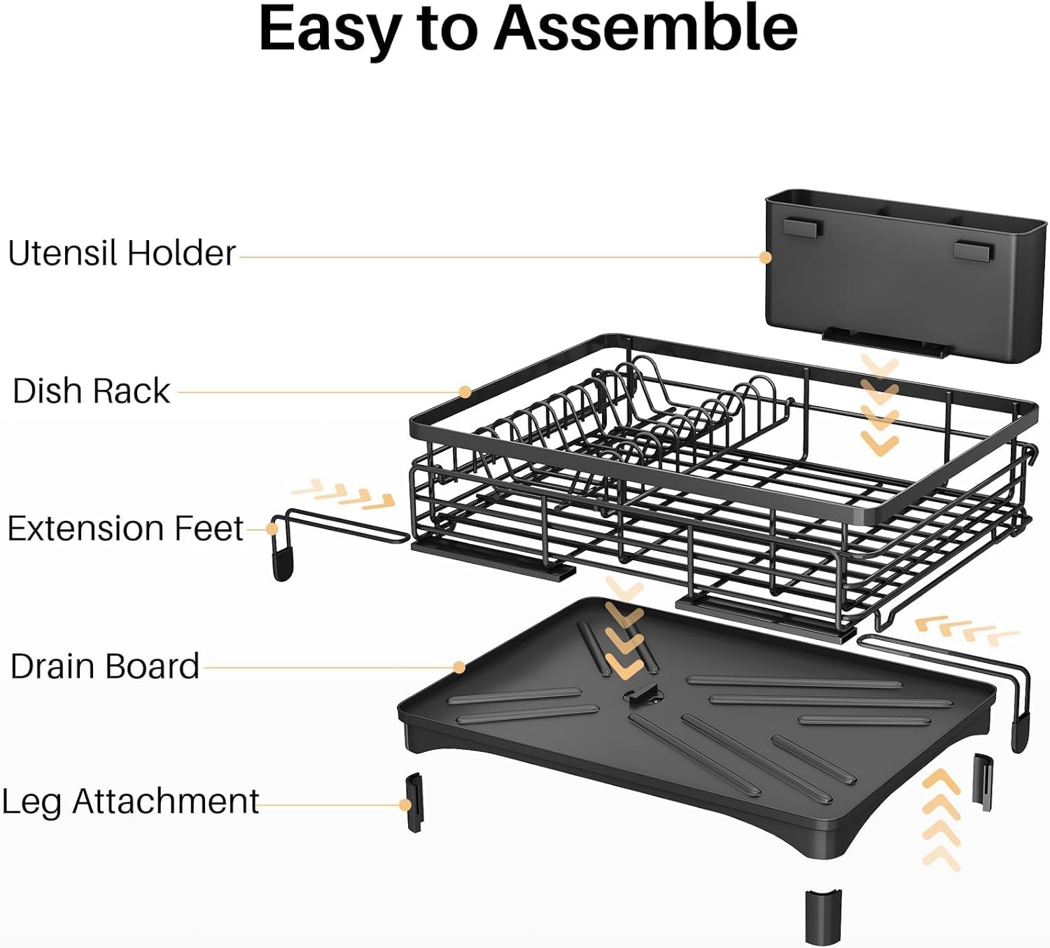 Dish Racks: CARLA HOME Expandable Dish Drying Rack with Drainage Spout, Utensil Holder & Drainboardfor Kitchen Countertop Organizer (1 tier)