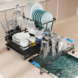 Dish Racks: CARLA HOME Expandable Dish Drying Rack with Drainage Spout, Utensil Holder & Drainboardfor Kitchen Countertop Organizer (2 tier)