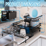 Dish Racks: CARLA HOME Expandable Dish Drying Rack with Drainage Spout, Utensil Holder & Drainboardfor Kitchen Countertop Organizer (2 tier)