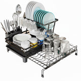 Dish Racks: CARLA HOME Expandable Dish Drying Rack with Drainage Spout, Utensil Holder & Drainboardfor Kitchen Countertop Organizer (2 tier)