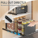 Pull Out Bins: CARLA HOME 2 Pack Pullout Cabinet Kitchen Organizer Drawers with No-Drilling and Adhesive Design for Pantry & Cabinets