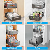 Pull Out Bins: CARLA HOME 2 Pack Pullout Cabinet Kitchen Organizer Drawers with No-Drilling and Adhesive Design for Pantry & Cabinets
