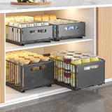 Pull Out Bins: CARLA HOME 2 Pack Pullout Cabinet Kitchen Organizer Drawers with No-Drilling and Adhesive Design for Pantry & Cabinets