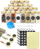 Seasonings & Spices: CARLA HOME 24 Glass Spice Jars with Bamboo Lids, Shaker Tops, 180 Spice Labels, White Pen & Funnel for Kitchen Organization, Spice Rack, Seasoning & Herb Storage