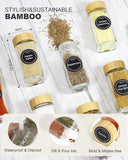 Seasonings & Spices: CARLA HOME 24 Glass Spice Jars with Bamboo Lids, Shaker Tops, 180 Spice Labels, White Pen & Funnel for Kitchen Organization, Spice Rack, Seasoning & Herb Storage