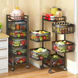 Food Storage: CARLA HOME Metal 5-Tier Rolling Vegetable and Fruit Basket Cart Stand for Kitchen & Storage