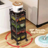 Food Storage: CARLA HOME Metal 5-Tier Rolling Vegetable and Fruit Basket Cart Stand for Kitchen & Storage