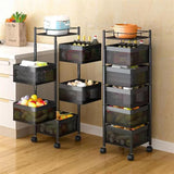 Food Storage: CARLA HOME Metal 5-Tier Rolling Vegetable and Fruit Basket Cart Stand for Kitchen & Storage