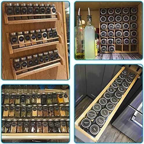 CARLA HOME 24 Glass Spice Jars with Lids, Shaker Tops, 180 Spice Labels, White Pen & Funnel for Kitchen Organization, Spice Rack, Seasoning & Herb Storage