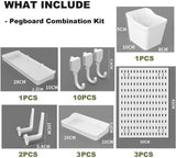 Wall Storage Racks: CARLA HOME Pegboard Wall Organizer Kit with 3 Modular Panels & 17 Accessories for Office, Gaming & Craft Storage