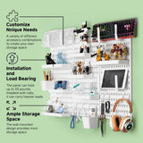 Wall Storage Racks: CARLA HOME Pegboard Wall Organizer Kit with 3 Modular Panels & 17 Accessories for Office, Gaming & Craft Storage