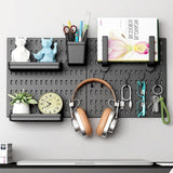 Wall Storage Racks: CARLA HOME Pegboard Wall Organizer Kit  2 Black Modular Pegboards with 10 Accessories for Office, Gaming & Home Storage