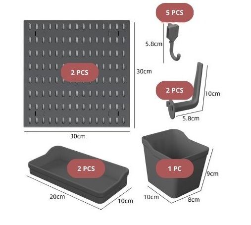 Wall Storage Racks: CARLA HOME Pegboard Wall Organizer Kit  2 Black Modular Pegboards with 10 Accessories for Office, Gaming & Home Storage