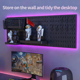 Wall Storage Racks: CARLA HOME Pegboard Wall Organizer Kit with 3 Modular Black Panels & 17 Accessories for Gaming, Office & Craft Storage