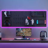 Wall Storage Racks: CARLA HOME Pegboard Wall Organizer Kit with 4 Modular Black Pegboards & 19 Accessories for Gaming, Office & Craft Storage (Black)