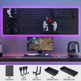 Wall Storage Racks: CARLA HOME Pegboard Wall Organizer Kit with 4 Modular Black Pegboards & 19 Accessories for Gaming, Office & Craft Storage (Black)