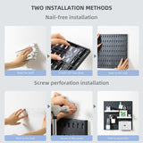 Wall Storage Racks: CARLA HOME Pegboard Wall Organizer Kit with 4 Modular Black Pegboards & 19 Accessories for Gaming, Office & Craft Storage (Black)