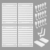 Wall Storage Racks: CARLA HOME Pegboard Wall Organizer Kit with 4 Modular Black Pegboards & 19 Accessories for Gaming, Office & Craft Storage (White)