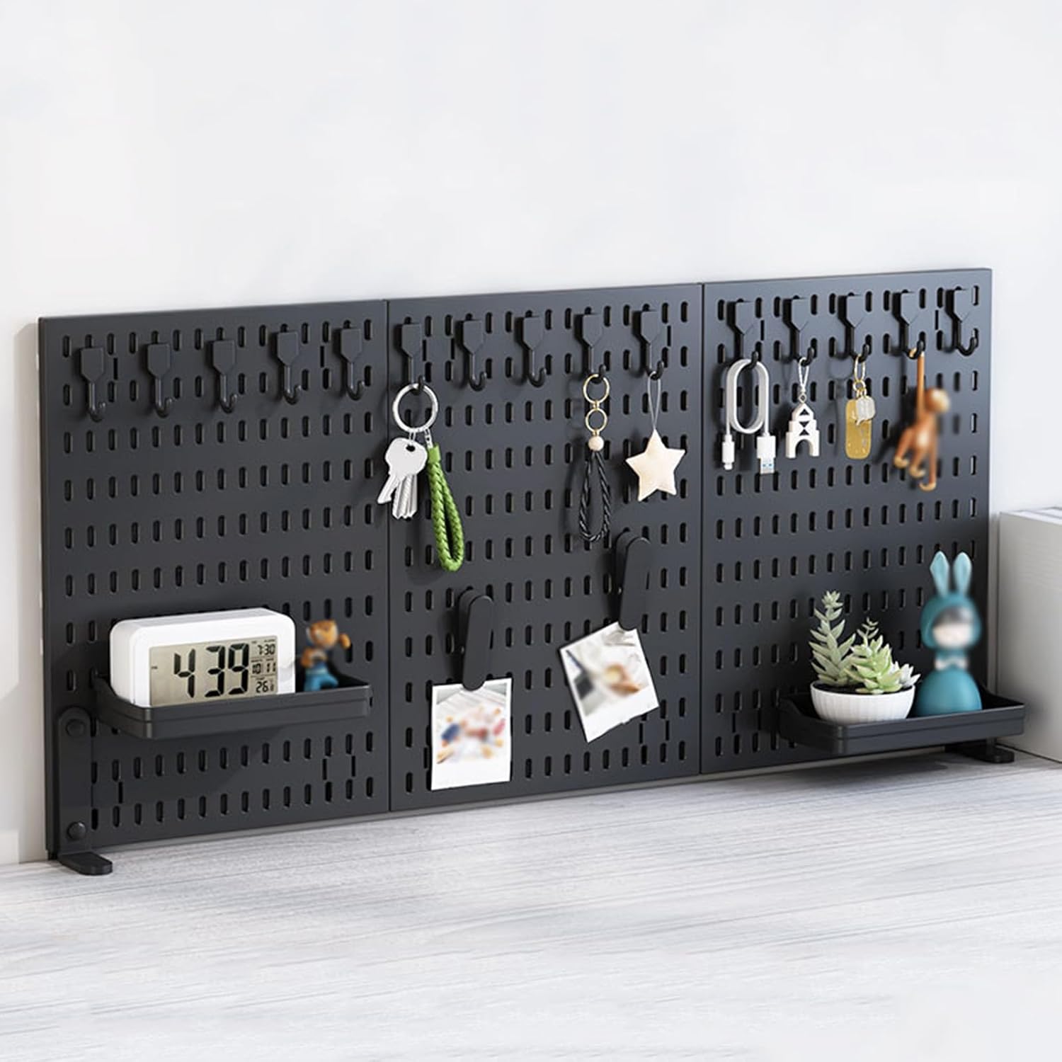 Desk Accessories: CARLA HOME Desk Pegboard Organizer Kit  with Hooks, Tray & Mount Ideal for Office, Gaming Setup & Home Workspace Organization (Black)