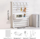 Desk Accessories: CARLA HOME Desk Pegboard Organizer Kit  with Hooks, Tray & Mount Ideal for Office, Gaming Setup & Home Workspace Organization (White)
