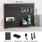 Desk Accessories: CARLA HOME 2 Pack Desk Pegboard Organizer Kit  with Hooks, Tray & Mount Ideal for Office, Gaming Setup & Home Workspace Organization (Black)