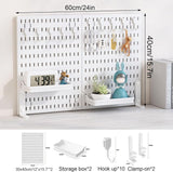 Desk Accessories: CARLA HOME 2 Pack Desk Pegboard Organizer Kit  with Hooks, Tray & Mount Ideal for Office, Gaming Setup & Home Workspace Organization (White)