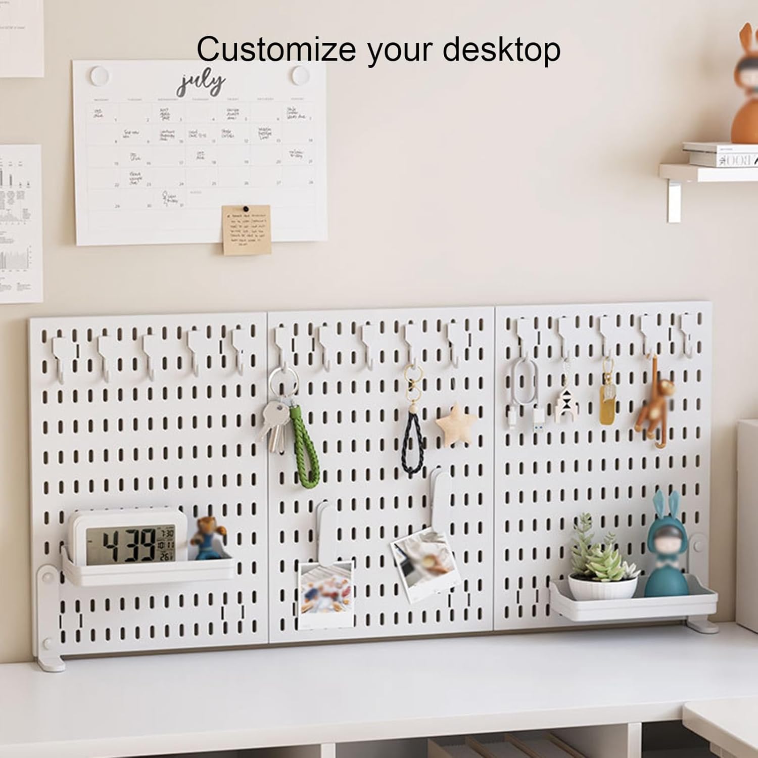 Desk Accessories: CARLA HOME 2 Pack Desk Pegboard Organizer Kit  with Hooks, Tray & Mount Ideal for Office, Gaming Setup & Home Workspace Organization (White)
