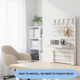 Desk Accessories: CARLA HOME 2 Pack Desk Pegboard Organizer Kit  with Hooks, Tray & Mount Ideal for Office, Gaming Setup & Home Workspace Organization (White)