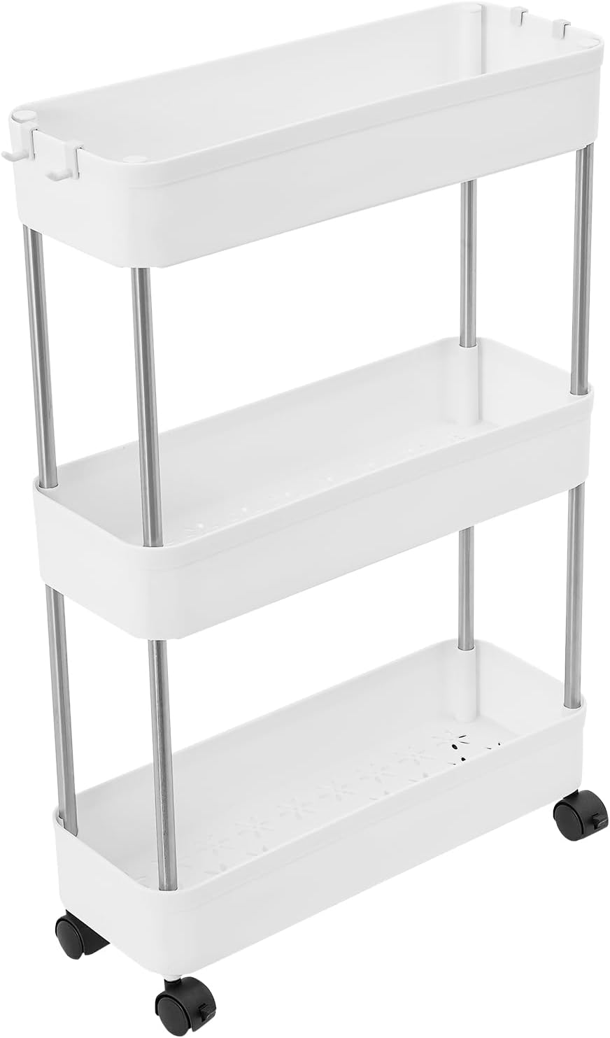 Utility Trolleys: CARLA HOME Slim Storage Cart Organizer Trolley with Wheels for Kitchen, Bathroom, Laundry & Narrow Spaces (3 tier)