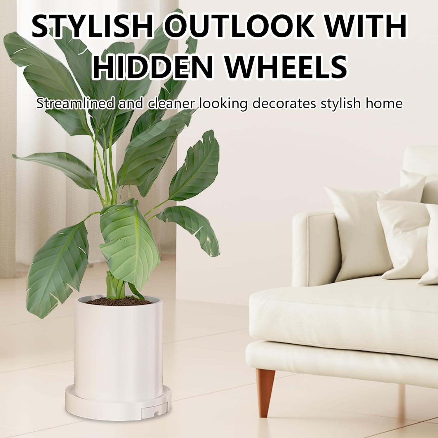 Pots, Planters & Accessories: CARLA HOME Rolling Plant Stand with 360° Wheels for Indoor Pots (26 cm)