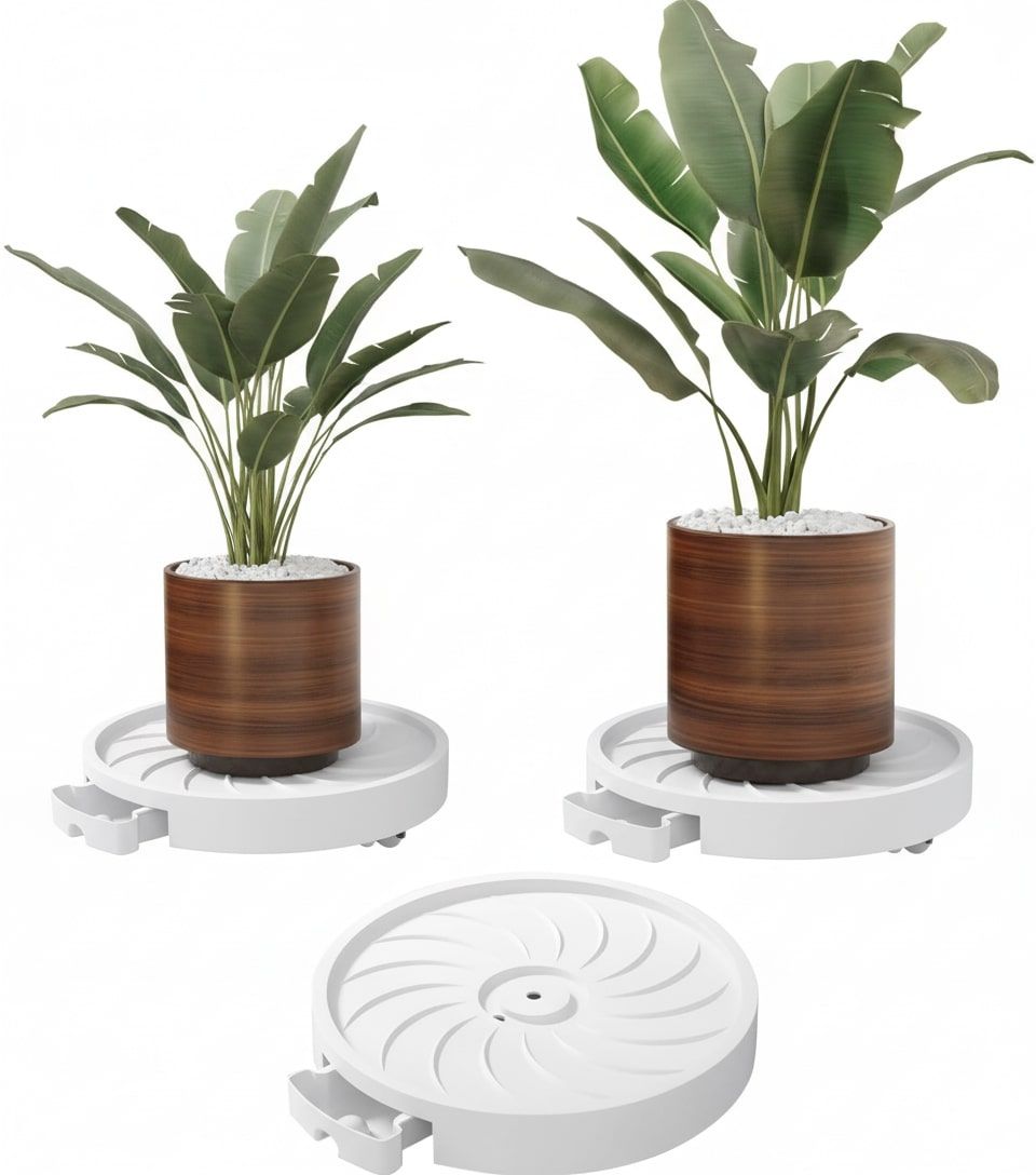 Pots, Planters & Accessories: CARLA HOME 2-Pack Rolling Plant Stand with 360° Wheels for Indoor Pots (26 cm)