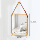 Mirrors: CARLA HOME Hanging Wall Mirror with Bamboo Frame with Adjustable Leather Strap for Bathroom, Bedroom, Vanity or Entryway (40x33 cm)