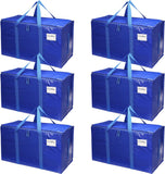 Duffel Bags: CARLA HOME 6-Pack Large Moving Storage Bags with Zippers & Handles with 95 Liters Capacity for Space Saving, Travel, Camping & Organization (Blue)