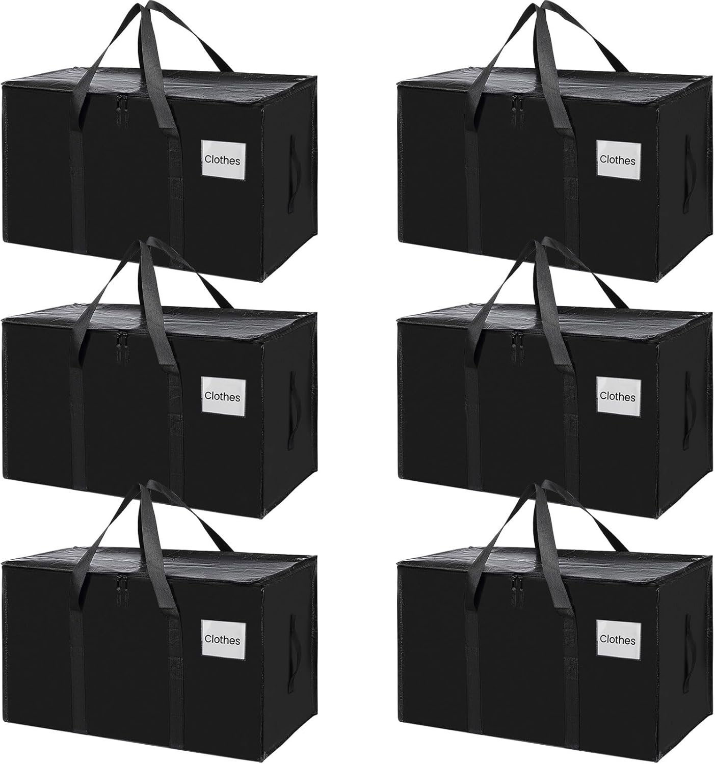 Duffel Bags: CARLA HOME 6-Pack Large Moving Storage Bags with Zippers & Handles with 95 Liters Capacity for Space Saving, Travel, Camping & Organization (Black)