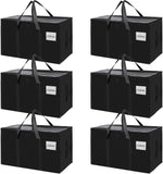 Duffel Bags: CARLA HOME 6-Pack Large Moving Storage Bags with Zippers & Handles with 95 Liters Capacity for Space Saving, Travel, Camping & Organization (Black)
