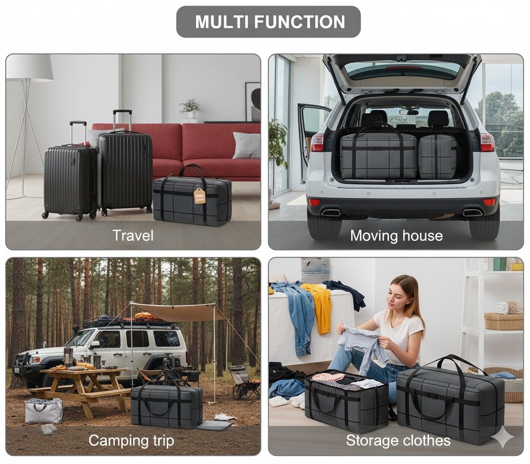 CARLA HOME 2-Pack 180L Extra Large Moving Storage Bags with Handles & Duty Zippered for Clothes, Travel, Space Saving & Camping