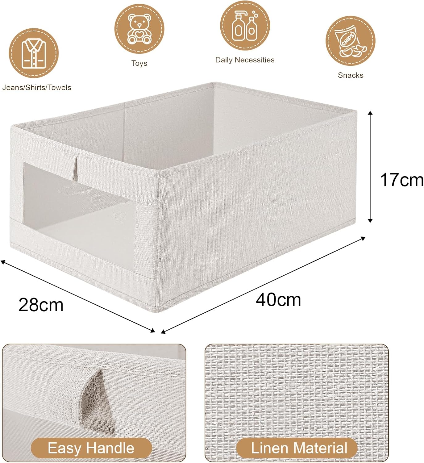 Clothing & Wardrobe Storage: CARLA HOME 6 Pack Closet Storage Bins with Clear Window for Shelves, Clothes, Toys, Wardrobe & Bedroom Organization