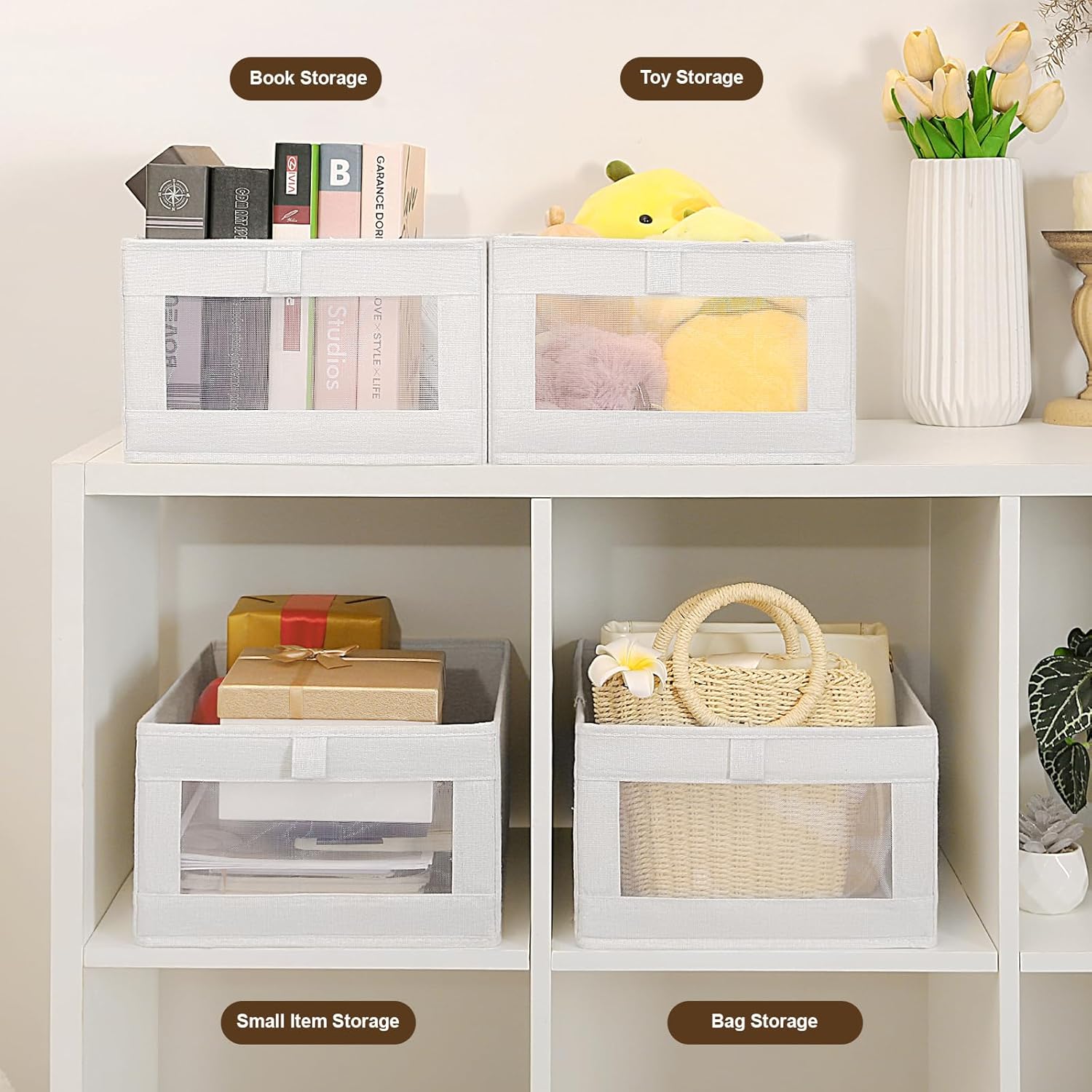 Clothing & Wardrobe Storage: CARLA HOME 6 Pack Closet Storage Bins with Clear Window for Shelves, Clothes, Toys, Wardrobe & Bedroom Organization