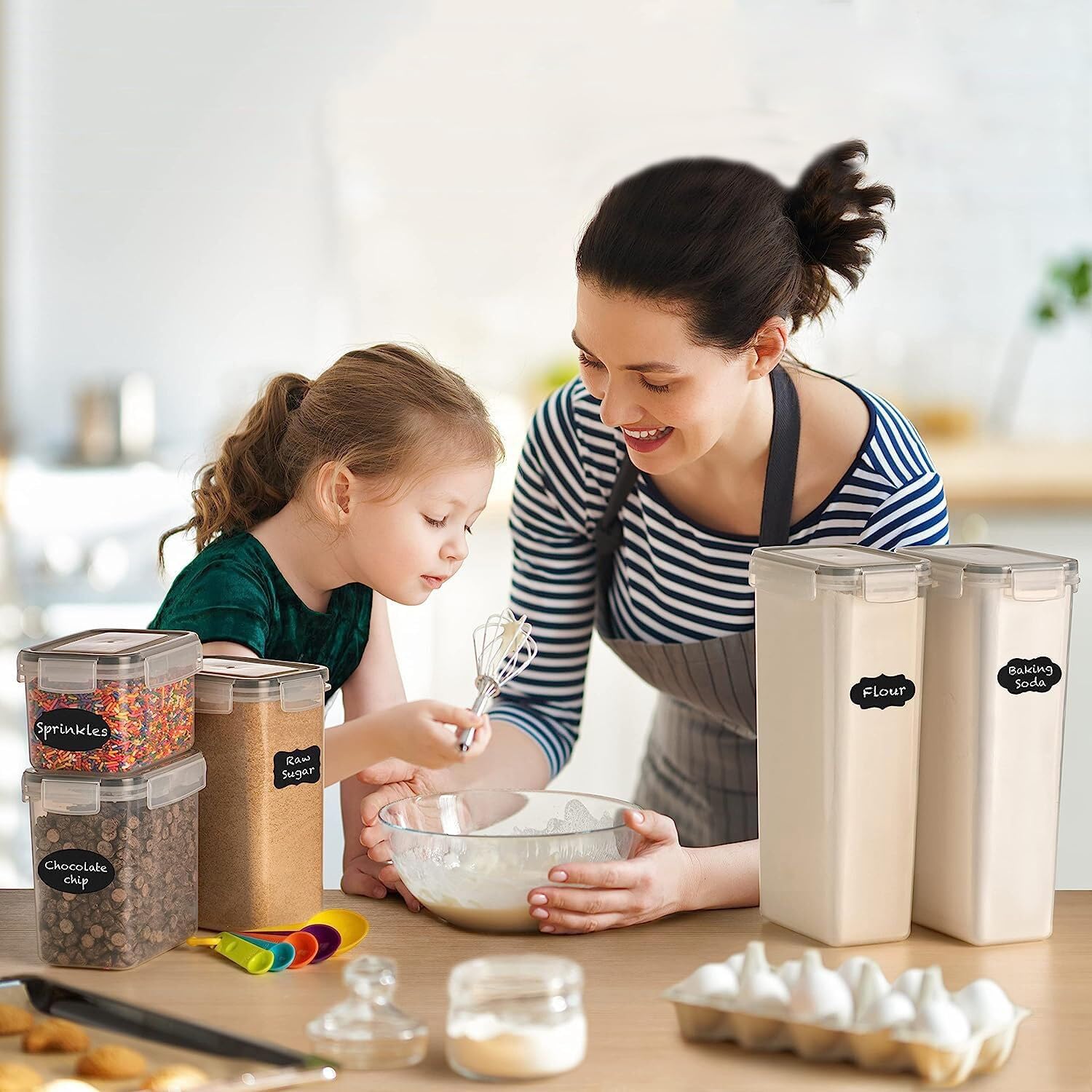 Food Storage: CARLA HOME 8 Piece Airtight Food Storage Containers Set with Lids & Labels for Kitchen Storage