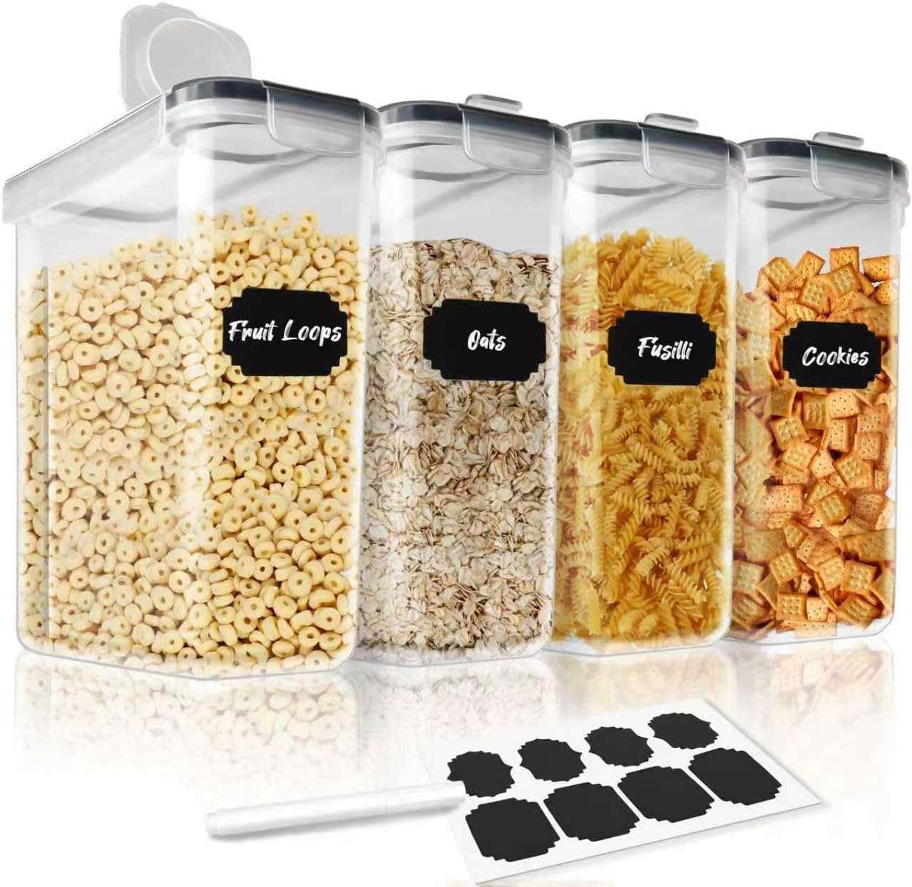Food Storage: CARLA HOME Airtight Cereal Storage Containers BPA-Free Food Dispensers with Pouring Lids for Pantry & Kitchen (4 Pack 2,5L)