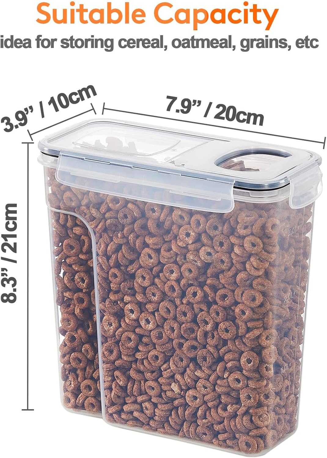 Food Storage: CARLA HOME Airtight Cereal Storage Containers BPA-Free Food Dispensers with Pouring Lids for Pantry & Kitchen (4 Pack 2,5L)