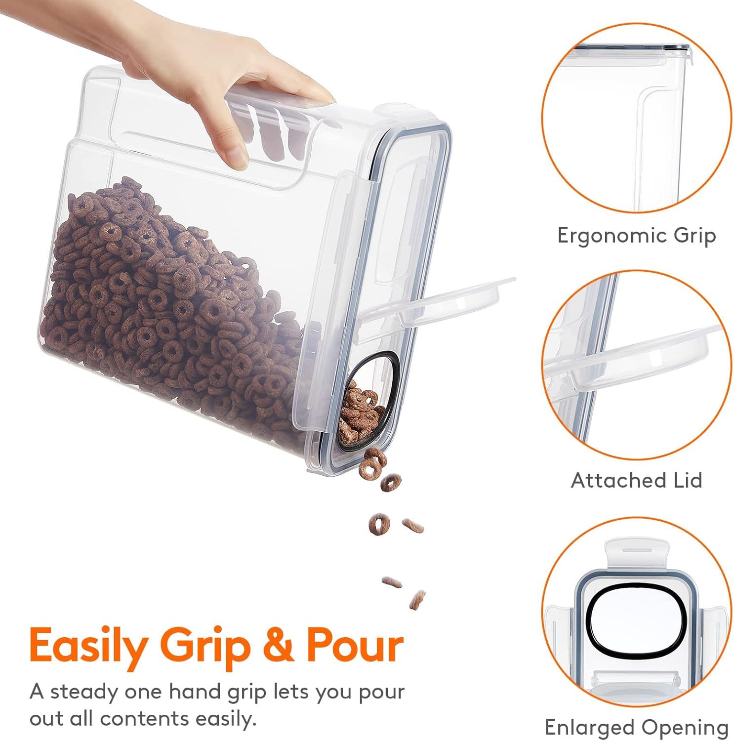 Food Storage: CARLA HOME Airtight Cereal Storage Containers BPA-Free Food Dispensers with Pouring Lids for Pantry & Kitchen (4 Pack 2,5L)