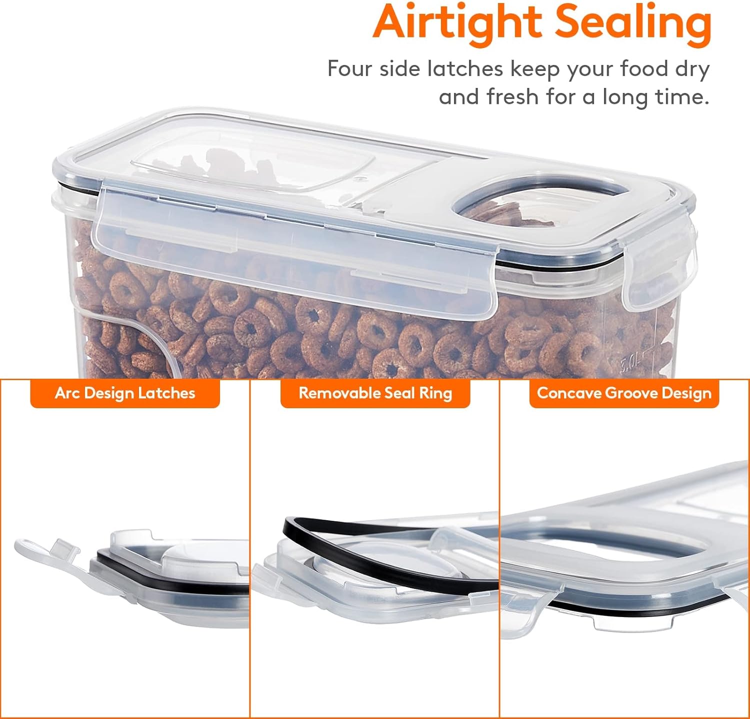 Food Storage: CARLA HOME Airtight Cereal Storage Containers BPA-Free Food Dispensers with Pouring Lids for Pantry & Kitchen (4 Pack 2,5L)