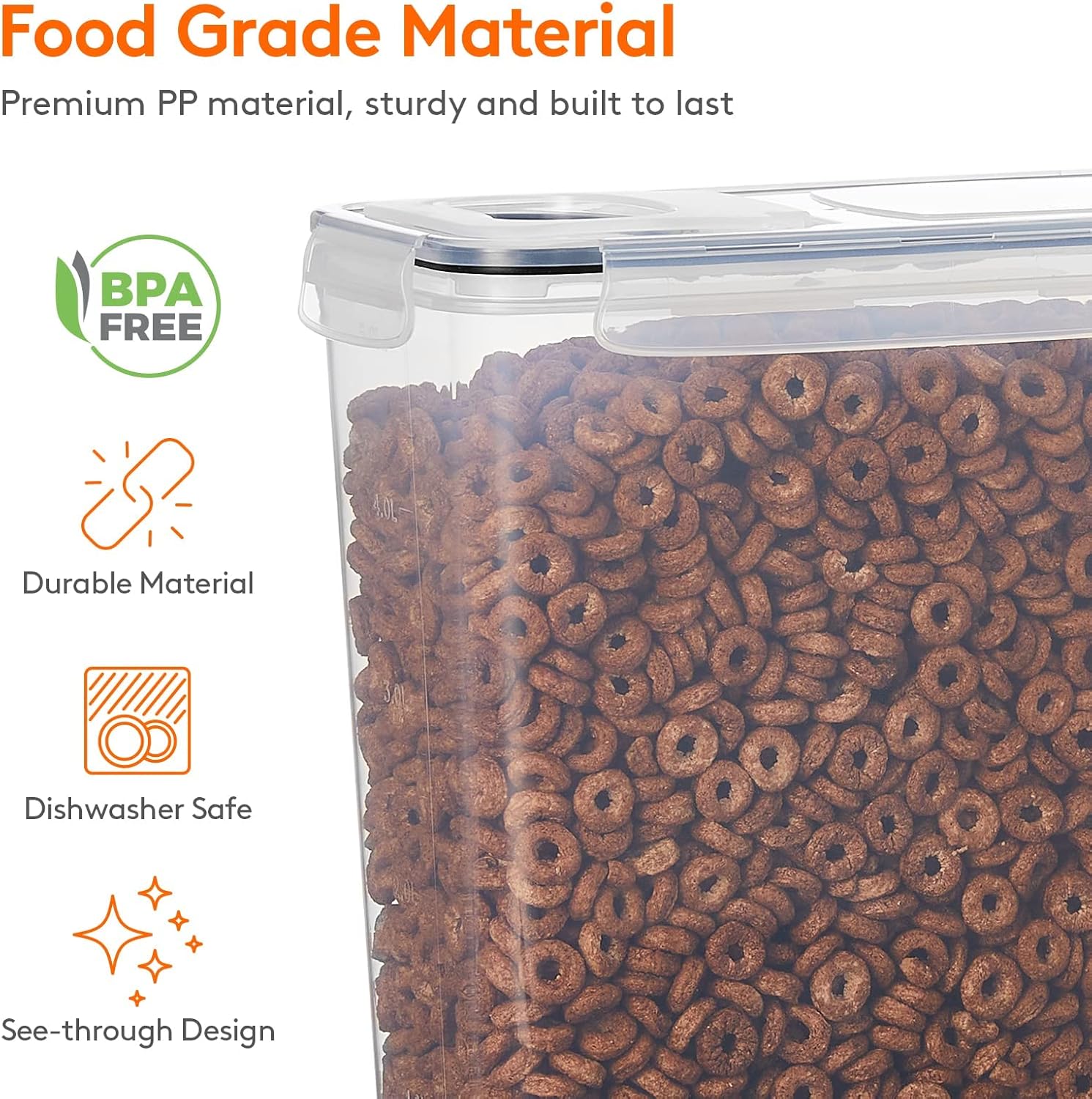 Food Storage: CARLA HOME Airtight Cereal Storage Containers BPA-Free Food Dispensers with Pouring Lids for Pantry & Kitchen (4 Pack 2,5L)