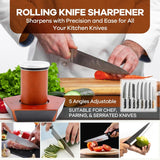 Kitchen Knives: CARLA HOME Rolling Knife Sharpener Kit with 5 Magnetic Angles (12°/15°/17°/19°/22°) for Chef & Home Kitchen Use